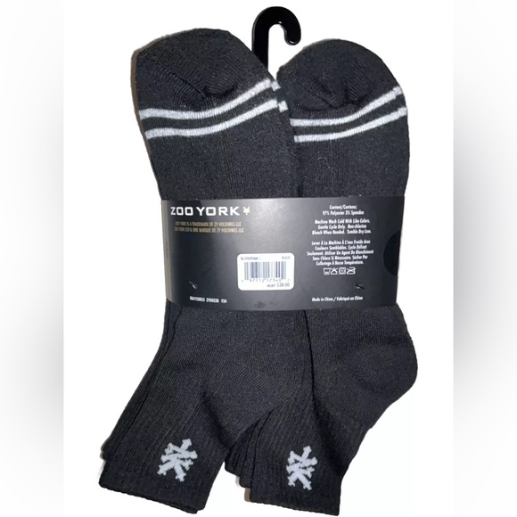 Zoo York Mid Crew Socks 8 Pair Men 6-12 Black White w Logo Skate Ride ZY NY NEW! - Picture 3 of 12